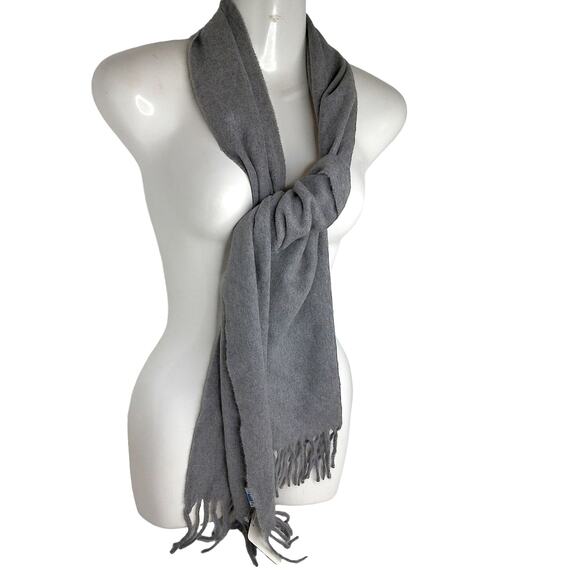 Portolano Gray Cashmere Fringe Scarf Made In Italy New - Picture 2 of 6